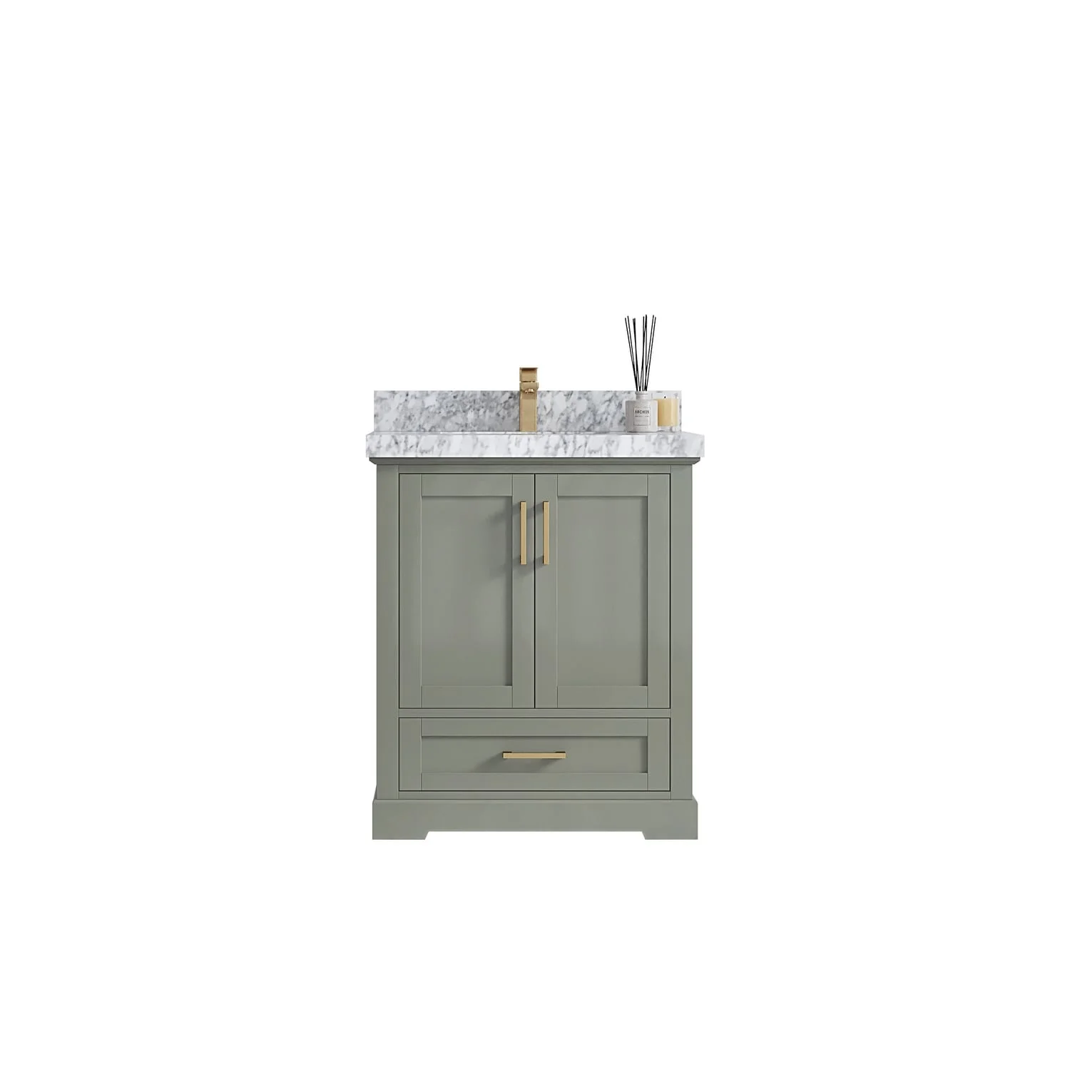 Willow Collection 30 in W x 22 in D x 36 in H Reeded Boston Single Bowl Sink Bathroom Vanity with Quartz or Marble Countertop