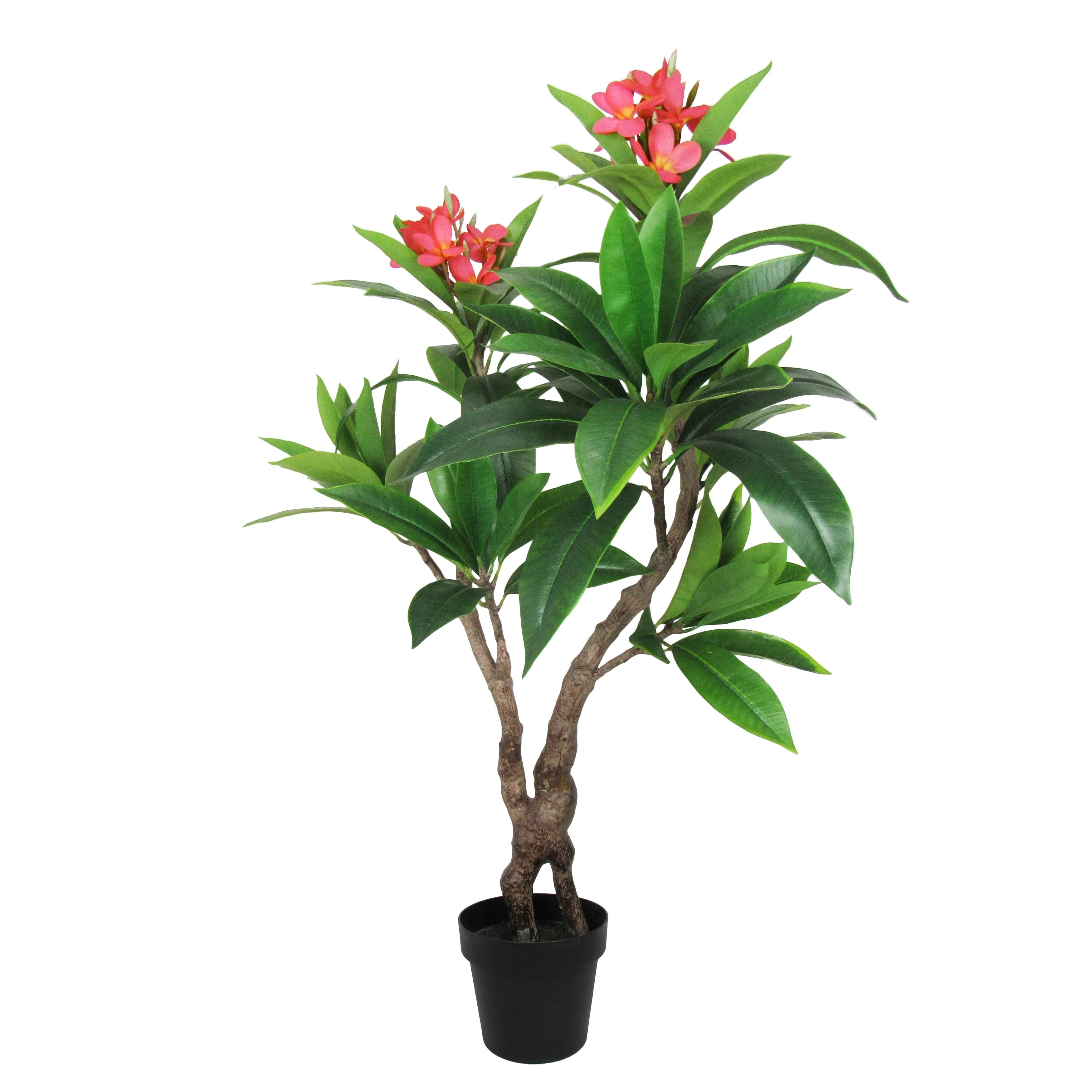 4ft Fuchsia Artificial Plumeria Flower Tree Tropical Plant in Black Pot - 48
