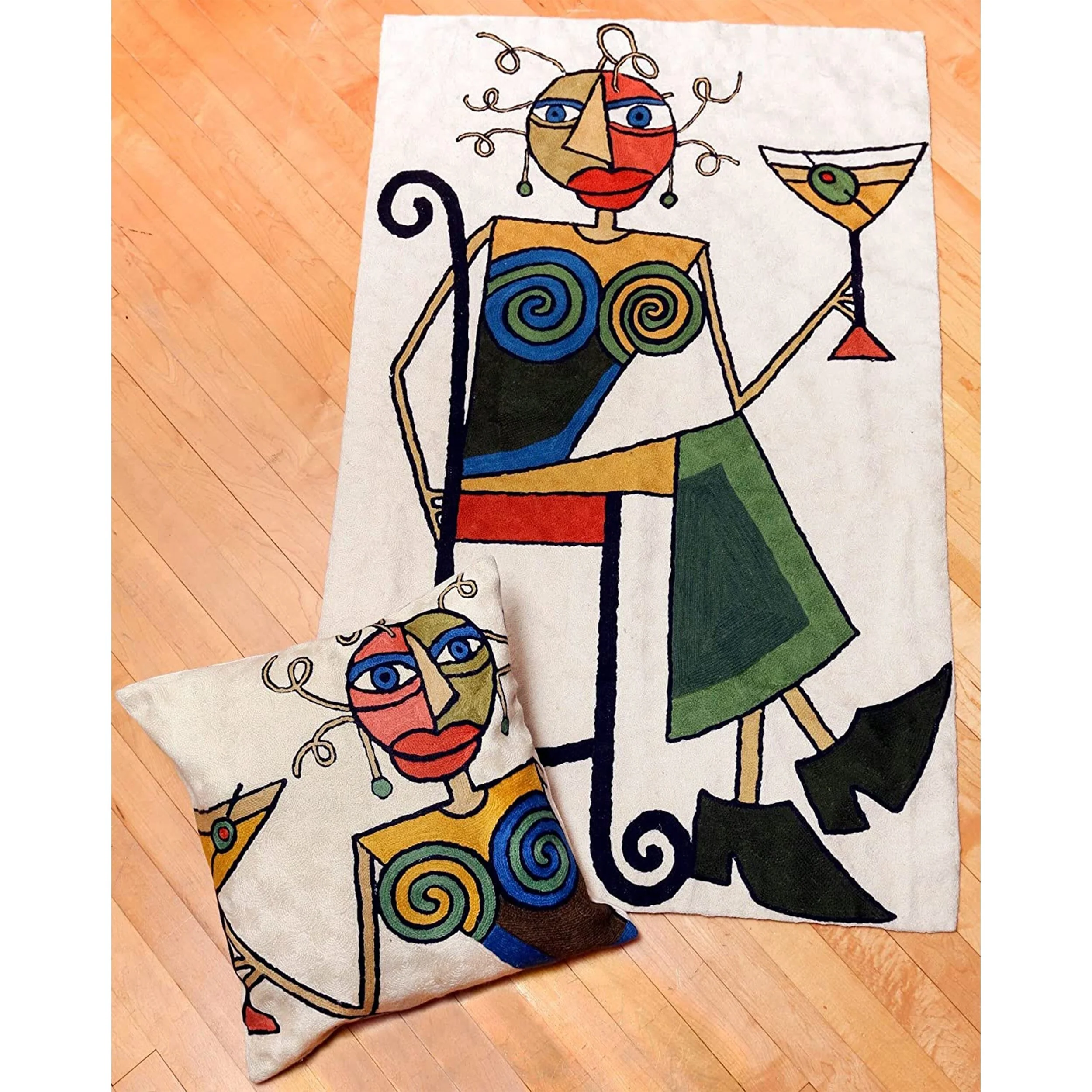 Dundee Designs Martini Lady White Tapestry , Handmade in India