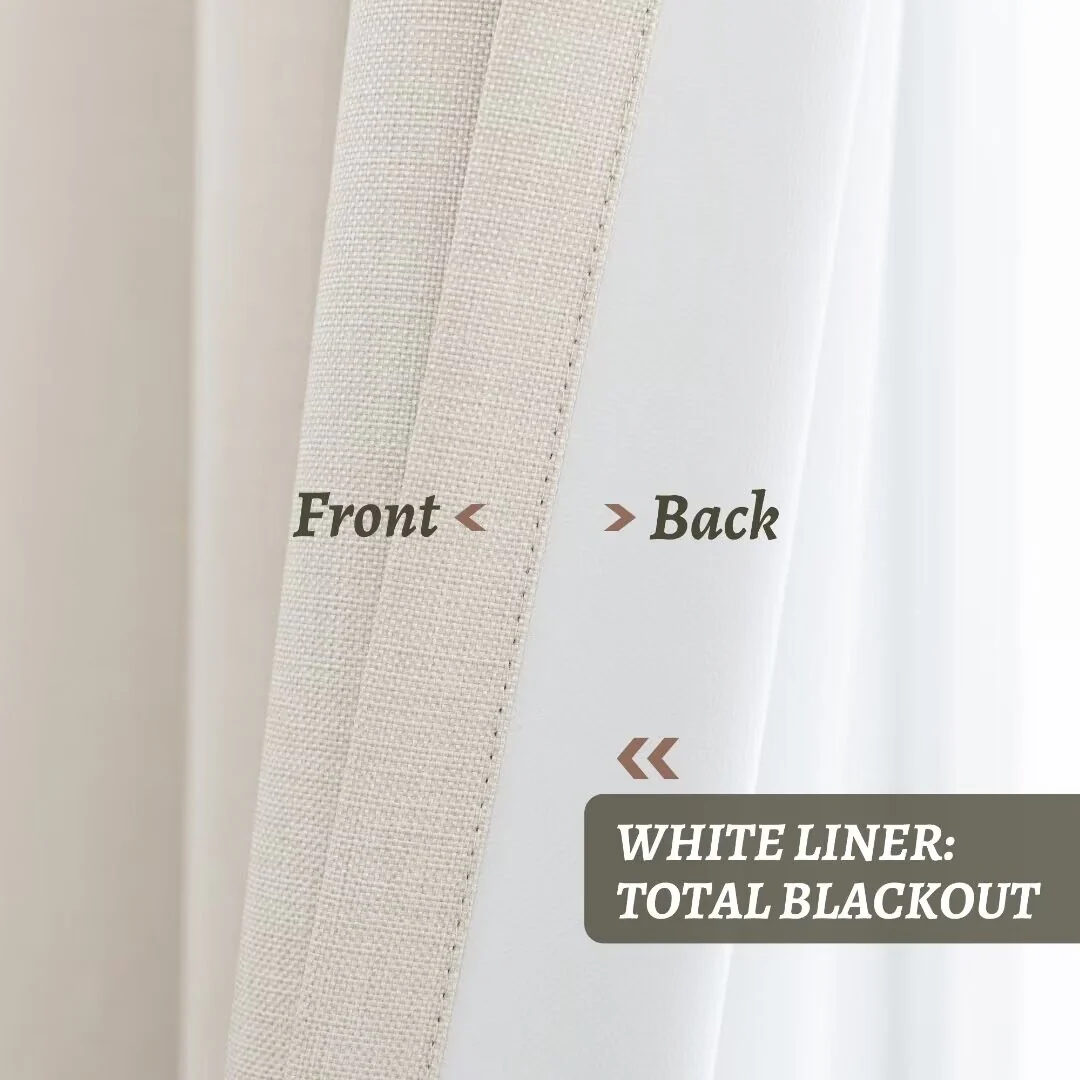 Linen Textured 100% Blackout Grommet Curtain Pair(Set of 2)