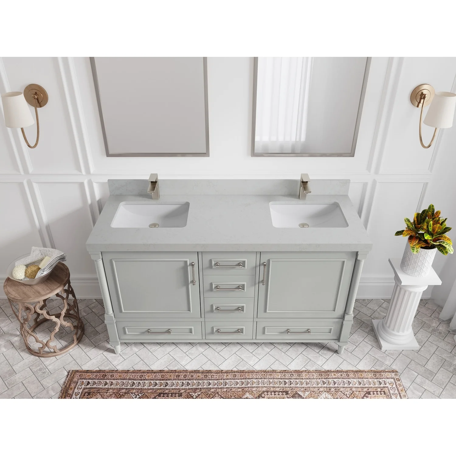 Willow Collections 60 in. W x 22 in. D Aberdeen Double Sink Bathroom Vanity with Countertop