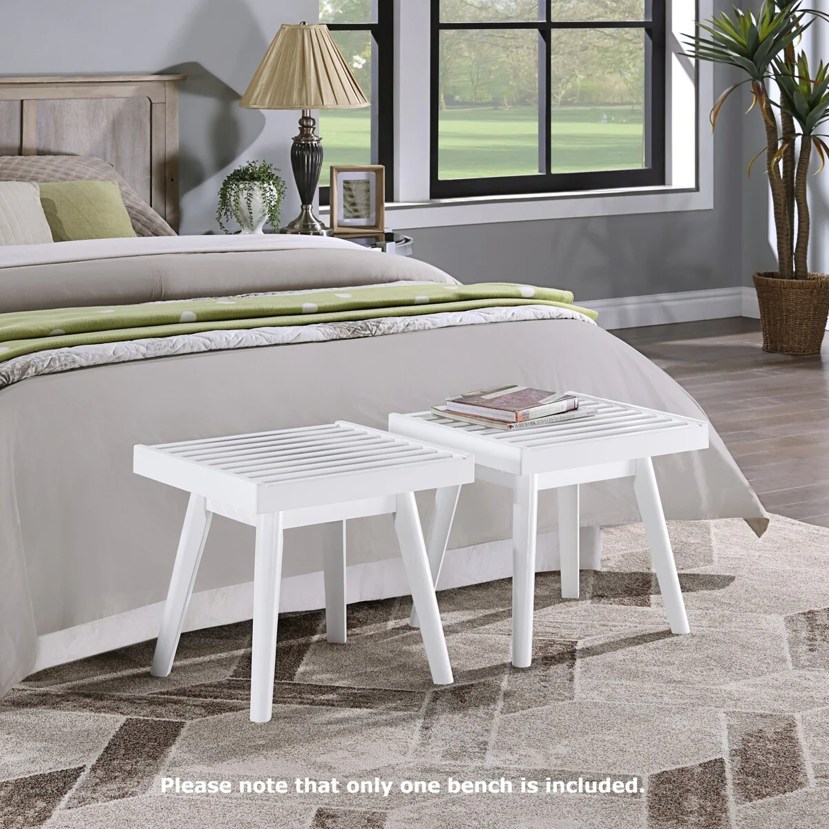 Solid Wood Slatted Shower Stool