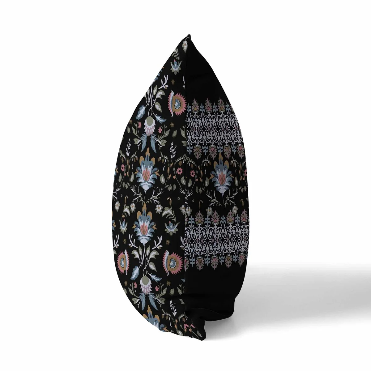 Black And Pink Breezy Botanicals Faux Suede Throw Pillow Zipper
