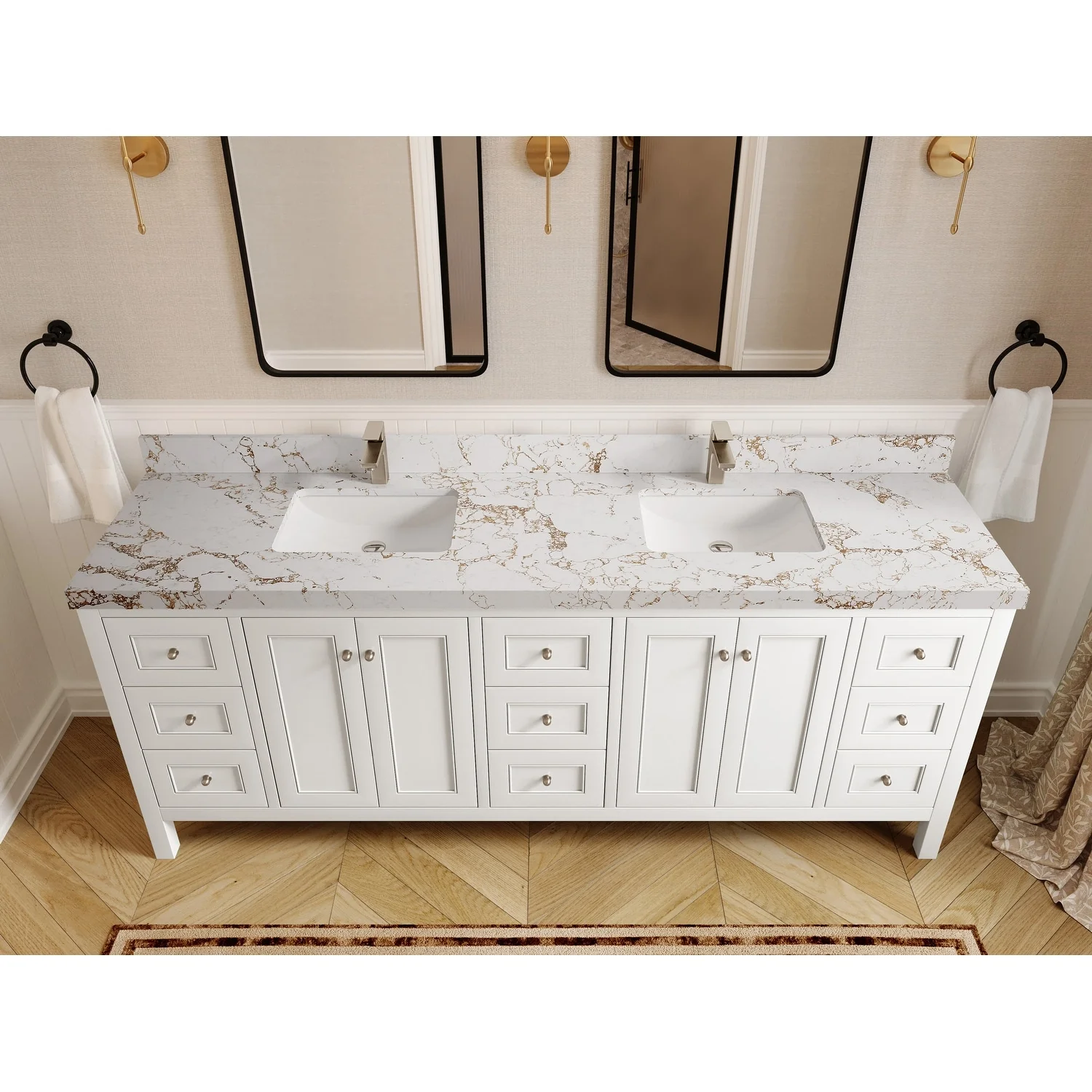 Willow Collections 84 in. W x 22 in. D Nashville Double Bowl Sink Bathroom Vanity with Countertop