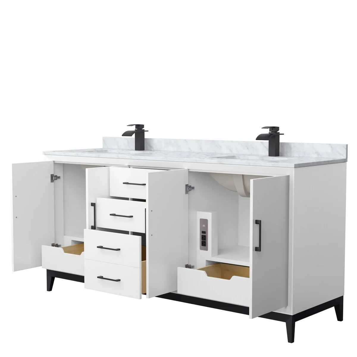 Amici Double Bathroom Vanity Set, Carrara Marble Top