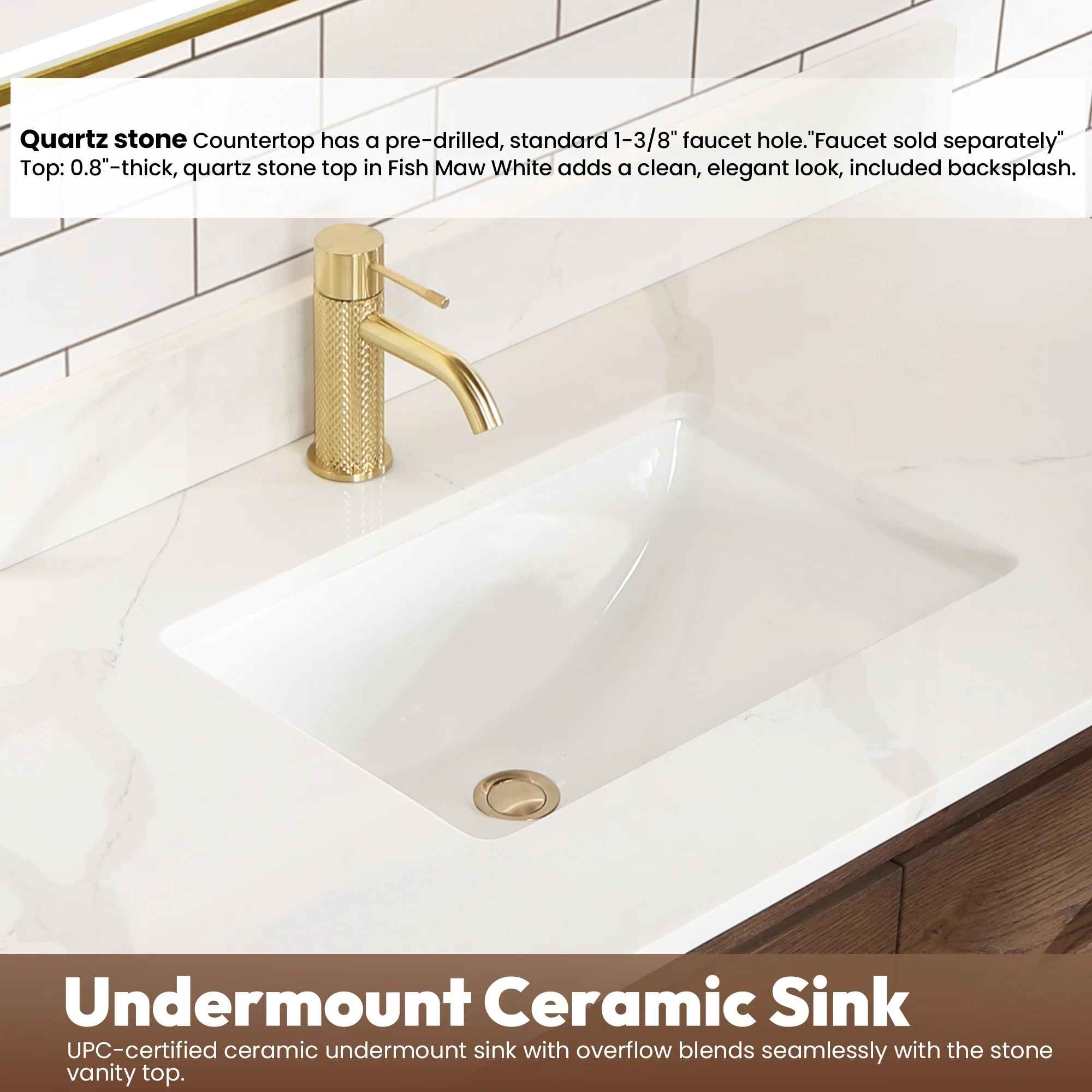 Cristo Floating Bath Vanity with White Quartz Stone Top and Mirror