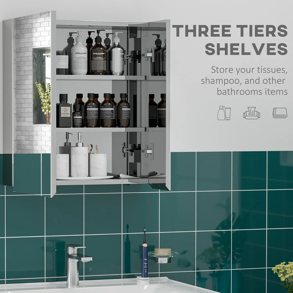 Bathroom Mirror with Storage Shelves Bathroom Wall Cabinet