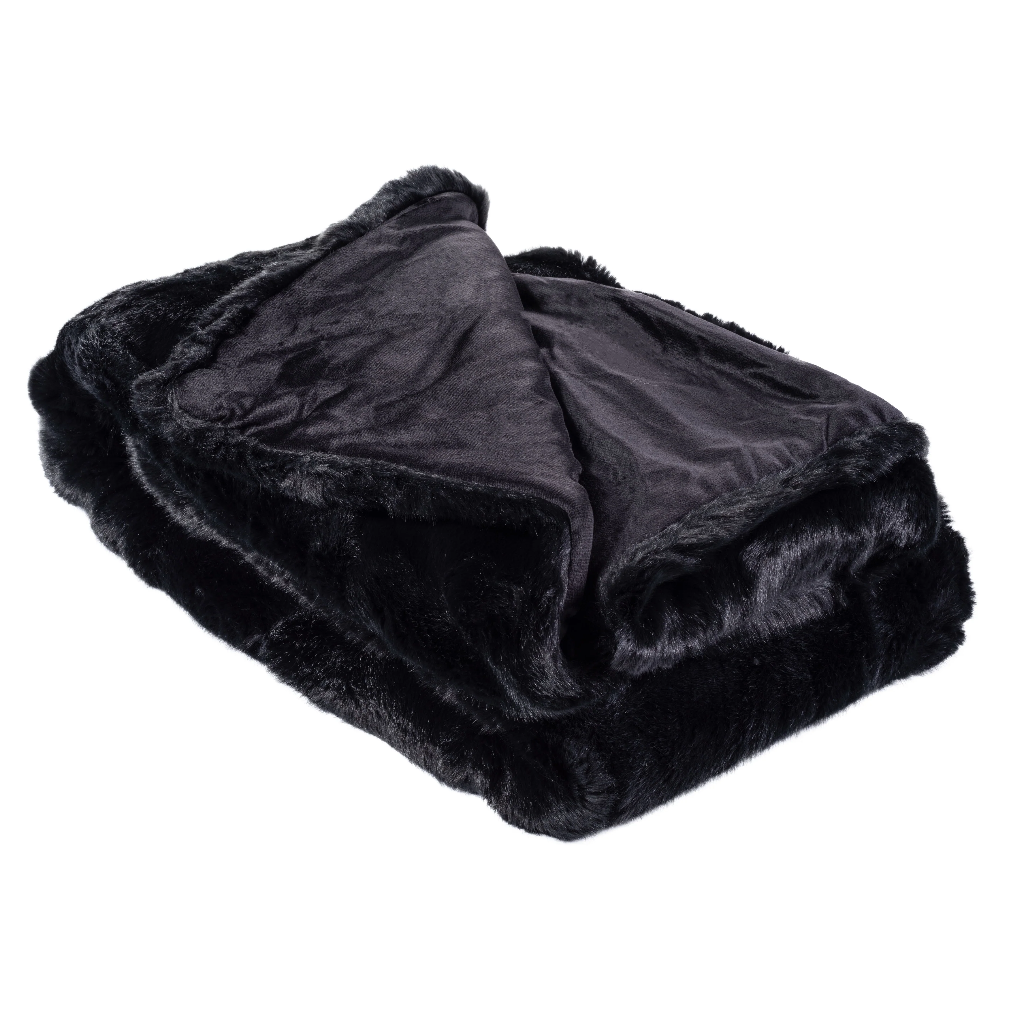 SAFAVIEH Faux Black Mink Throw -Black