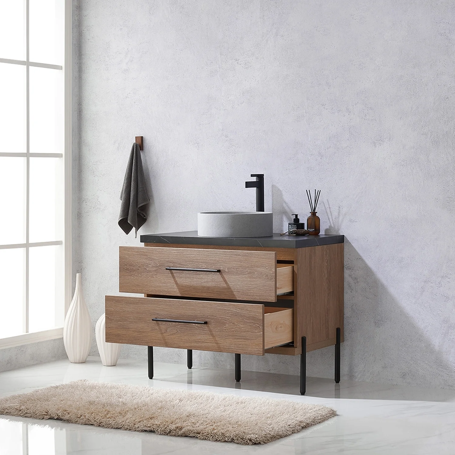 Trento Bath Vanity with Sintered Stone Top with Concrete Sink (C)