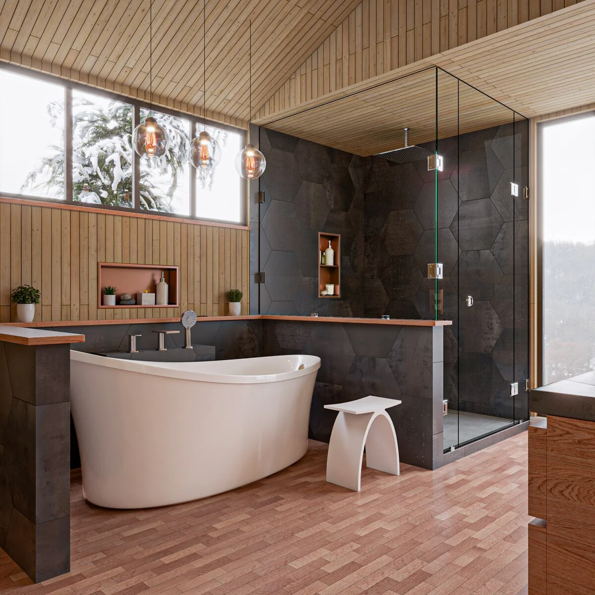 Arched White Matte Solid Surface Resin Bathroom / Shower Stool