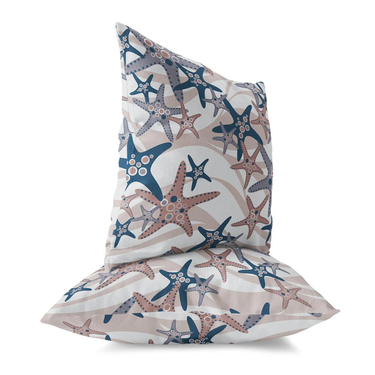 Silver And Rosy Starfish Sway Indoor/Outdoor Throw Pillow Zipper