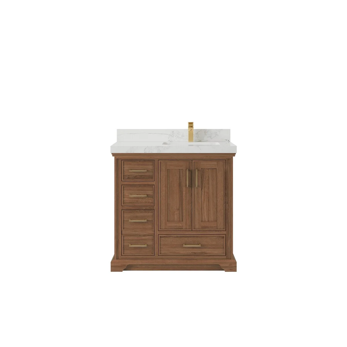 Willow Collections 36 in. W x 22 in. D Charlotte Teak Right Offset Sink Bathroom Solid Teak Vanity with Countertop