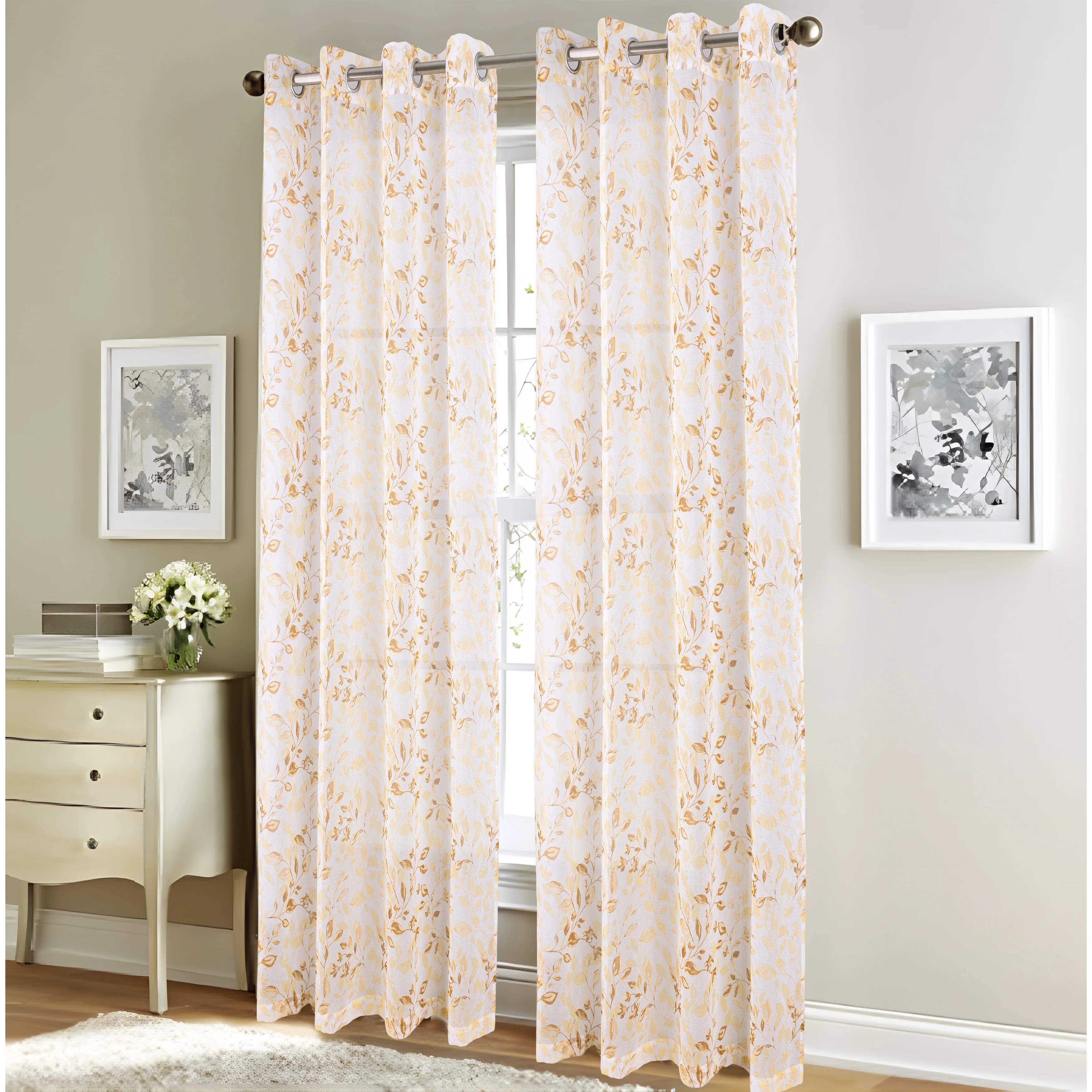 Taylor Leaves Metallic Window Curtain 84