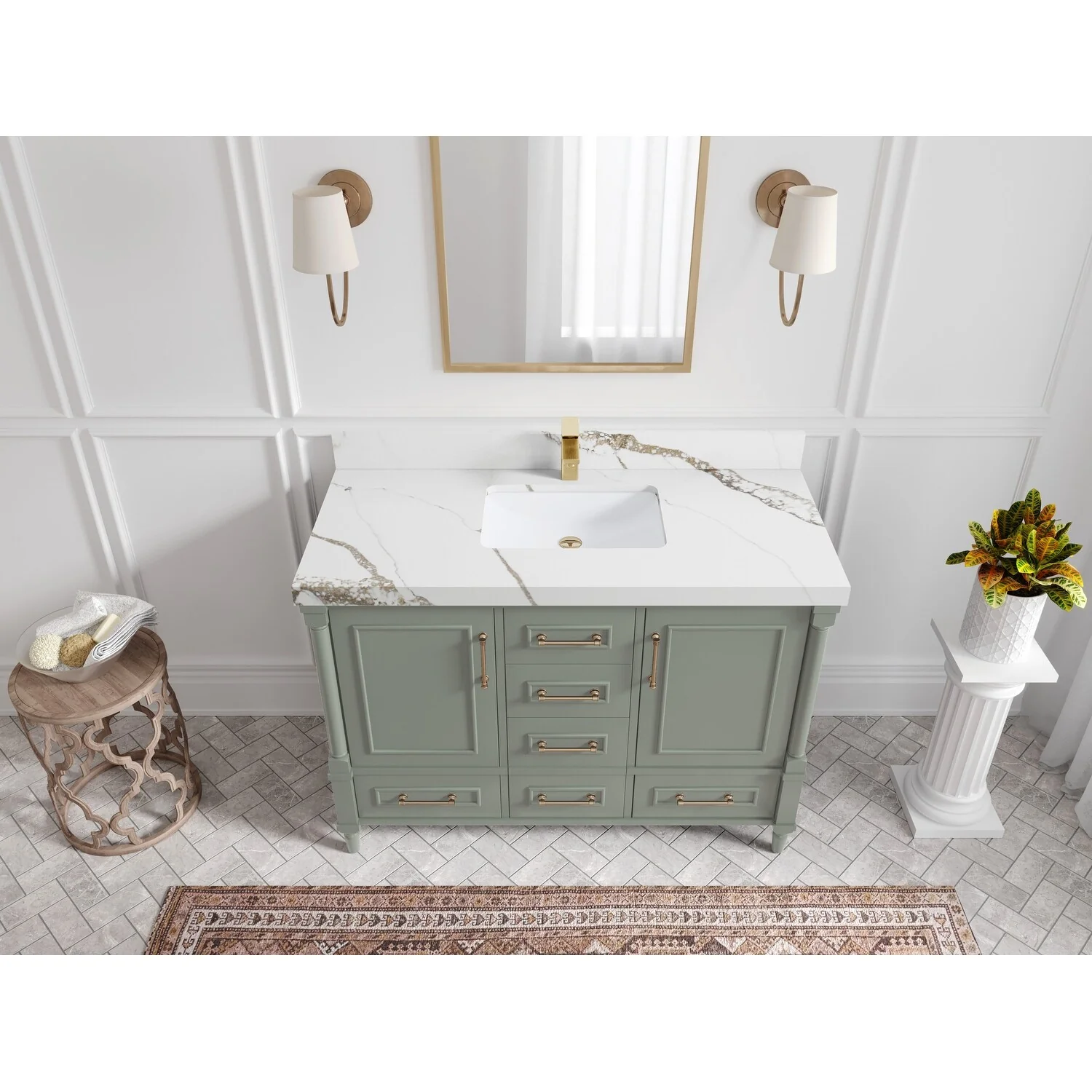 Willow Collections 48 in. W x 22 in. D Aberdeen Single Bowl Sink Bathroom Vanity with Countertop
