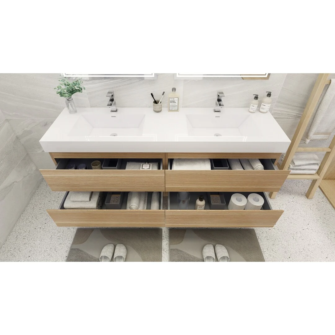 Baillie 72'' Wall-Mounted Vanity with Double Reinforced Acrylic Sink