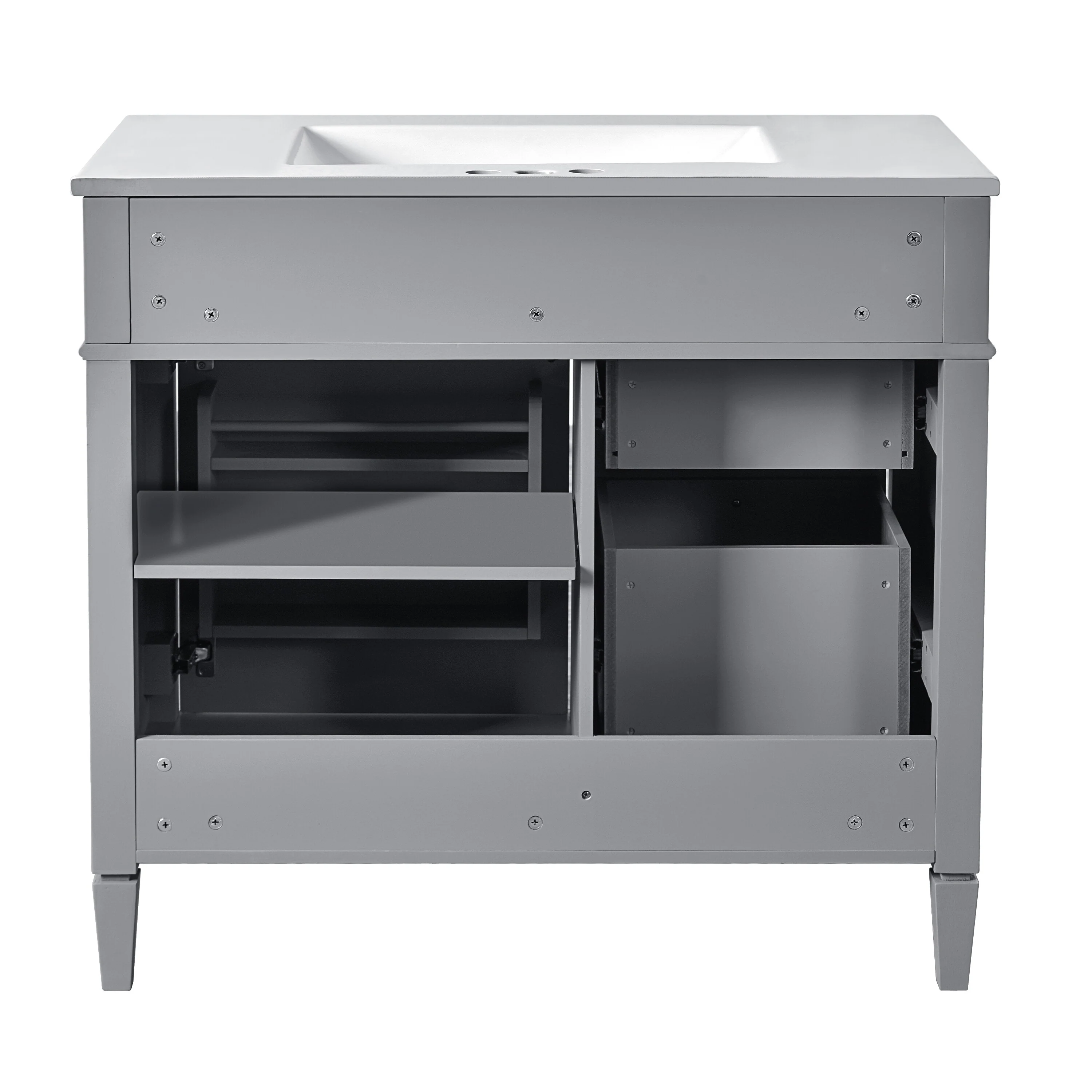 Bathroom Vanity with Single Sink, Bathroom Vanities with 2 Drawers, Bathroom Storage Cabinet with 1 Tip-Out Drawer and 1 Door