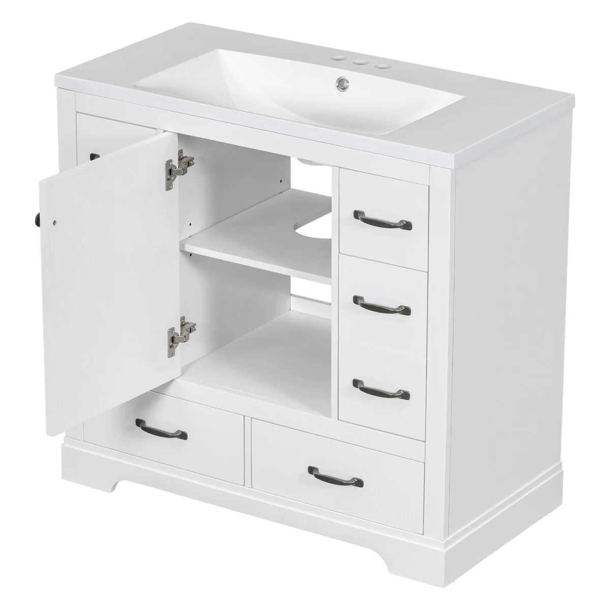 Bathroom Vanity Cabinet with Multi-Functional Drawer and Adjustable Shelf
