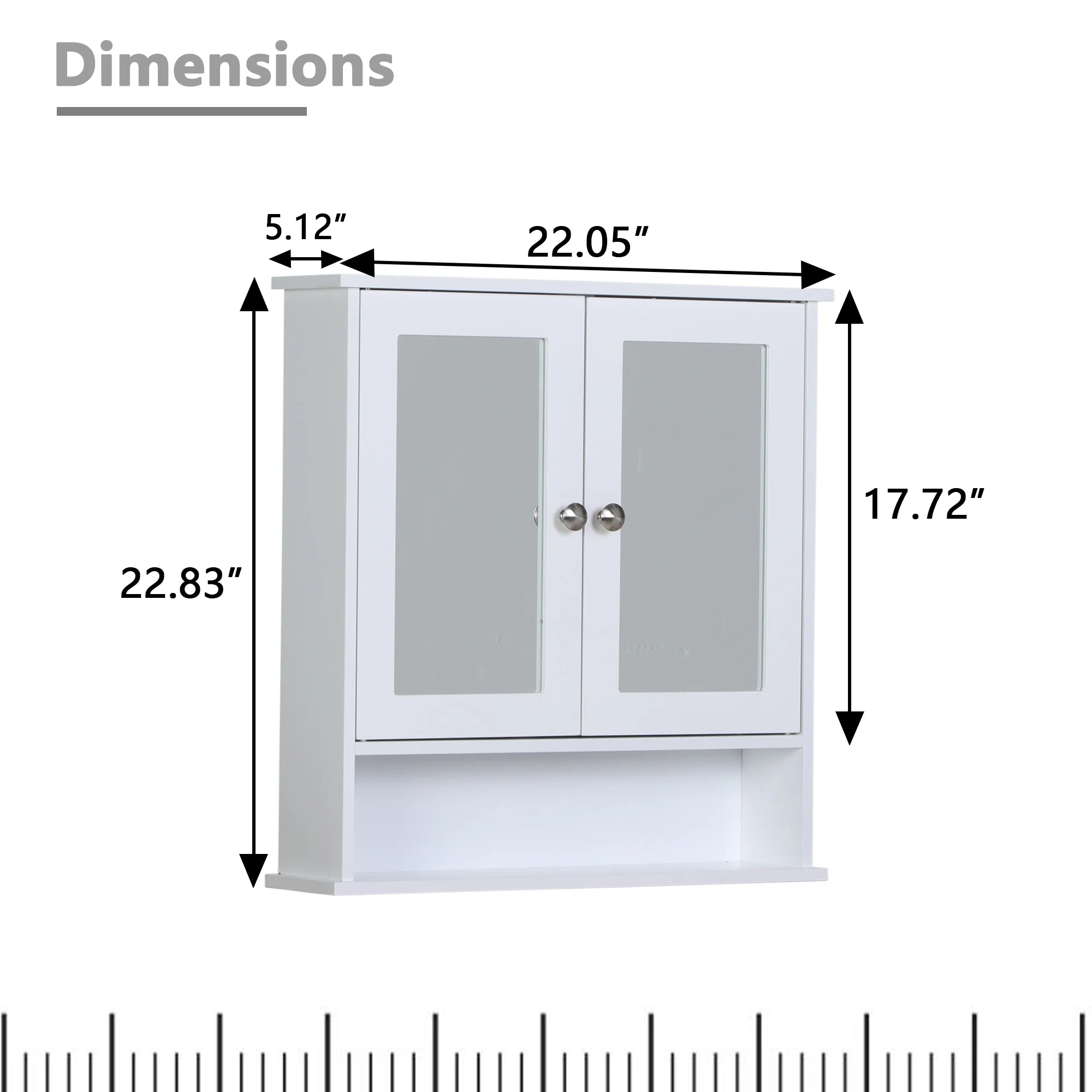 2-Door Medicine Cabinet Bathroom Wall Cabinet with Double Mirror Doors