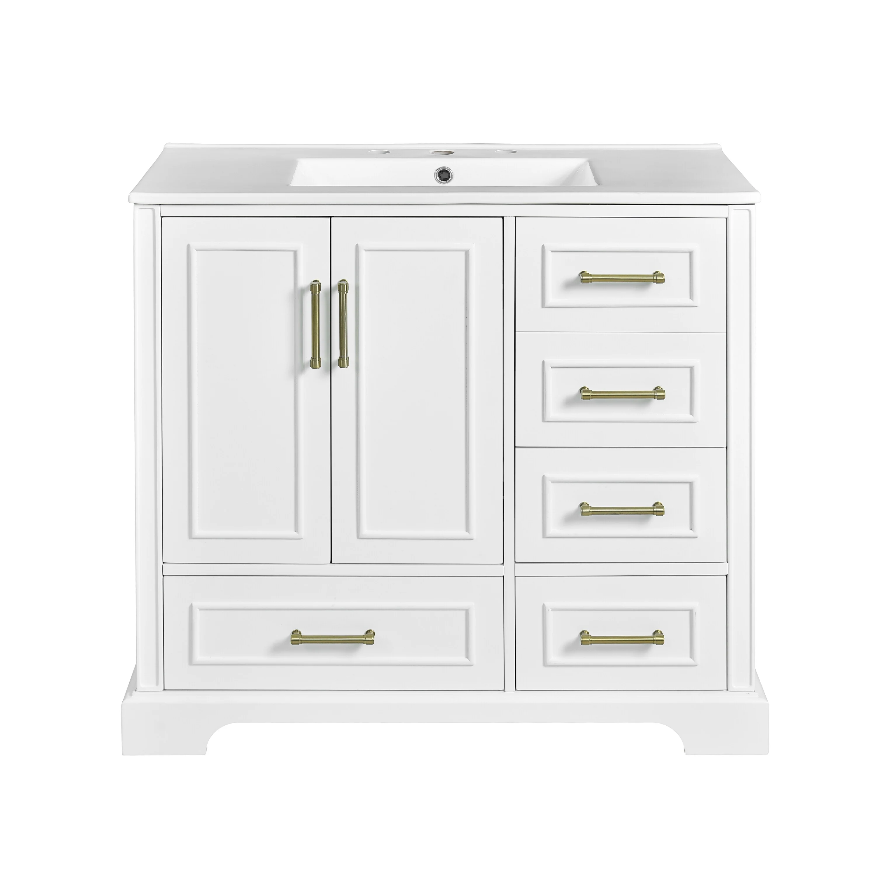 Bathroom Vanity with Resin Sink, Bathroom Vanity Set with 4 Drawers, Bathroom Storage Cabinet with 2 Soft Close Doors