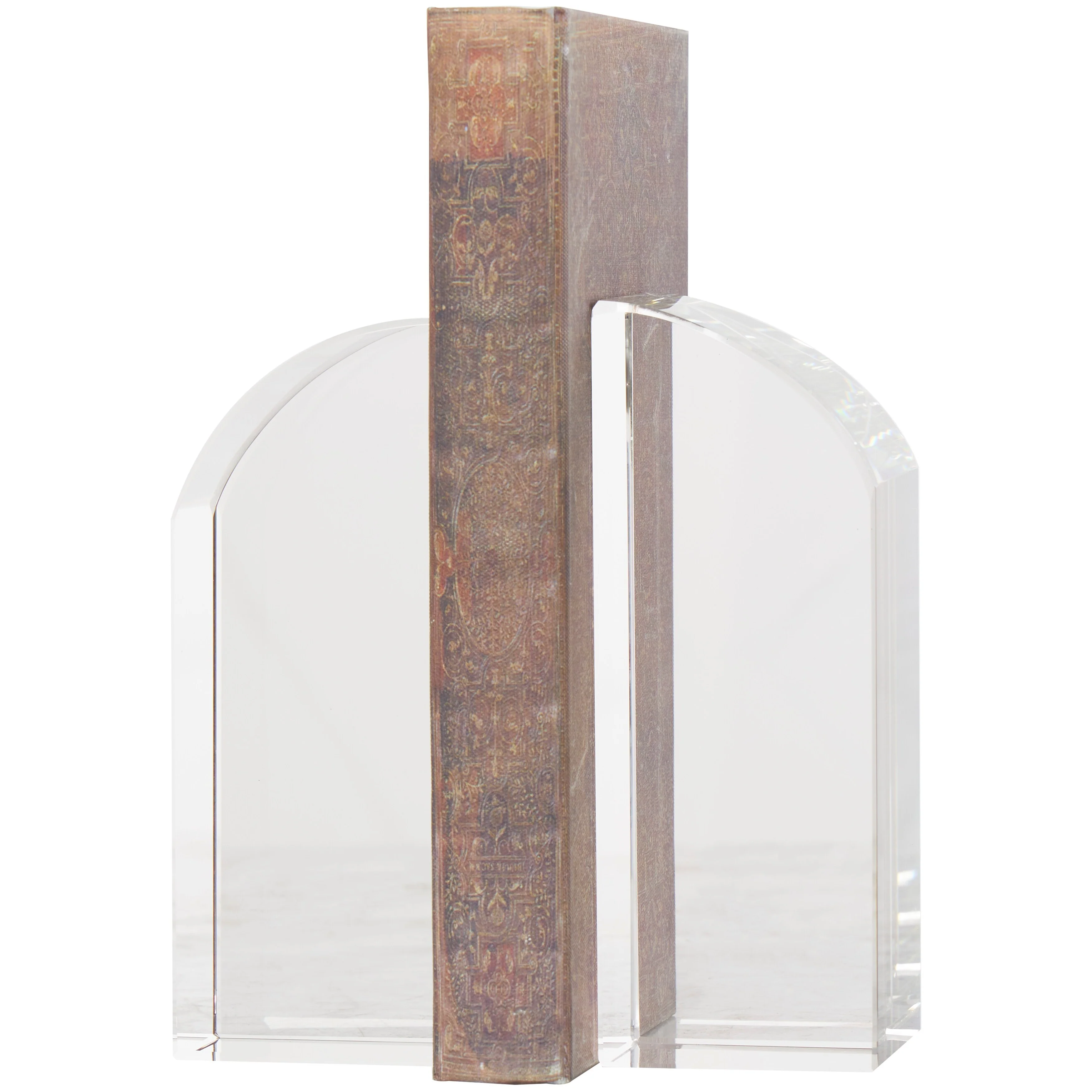 Clear Crystal Arched Geometric Decorative Bookends (Set of 2)