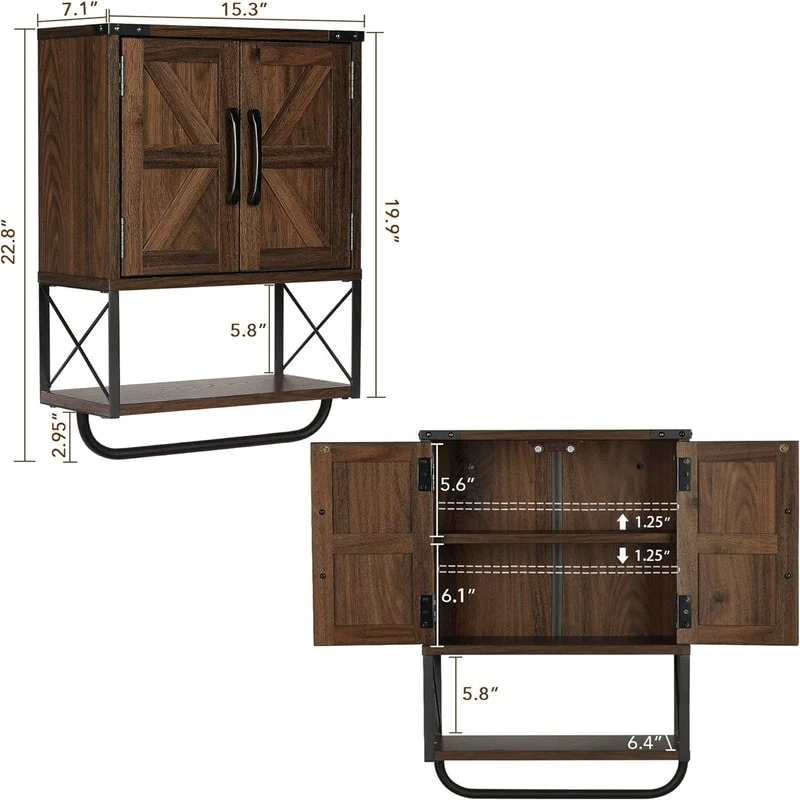 Wood Wall Mounted Storage Cabinet - 7.1