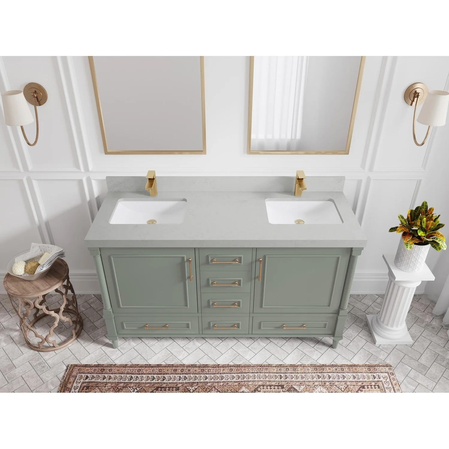 Willow Collections 60 in. W x 22 in. D Aberdeen Double Sink Bathroom Vanity with Countertop