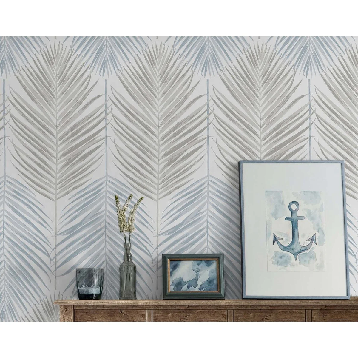 NextWall Two Toned Palm Peel and Stick Wallpaper