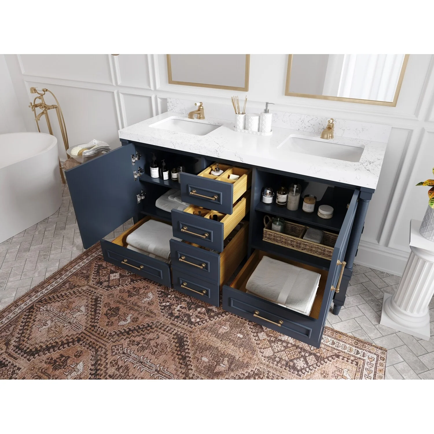 Willow Collections 60 in. W x 22 in. D Aberdeen Double Sink Bathroom Vanity with Countertop