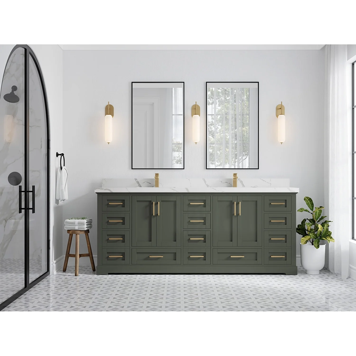 Willow Collection 84 in W x 22 in D x 36 in H Boston Double Bowl Sink Bathroom Vanity with Countertop