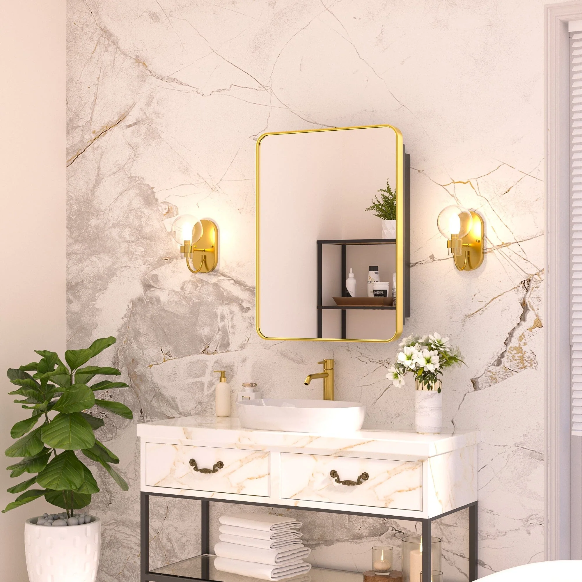 KEONJINN Medicine Cabinets for Bathroom with Mirror, Stainless Steel 1-3 Framed Doors