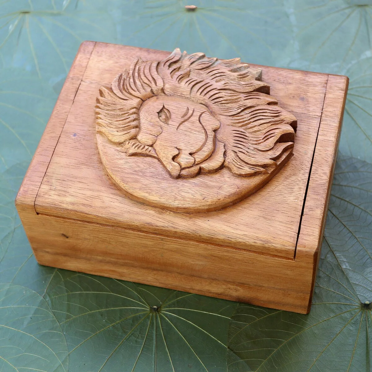 Novica Handmade Lion Prince Decorative Wood Box