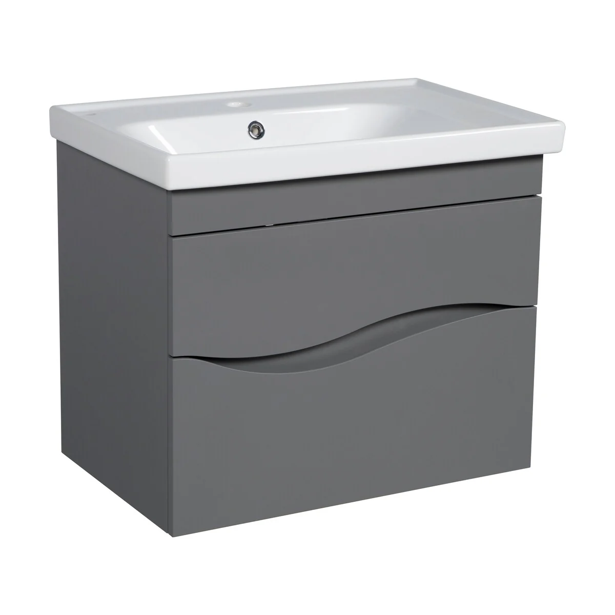Modern Wall-Mounted Bathroom Vanity with Washbasin Wave Gray Matte Non-Toxic MDF-26
