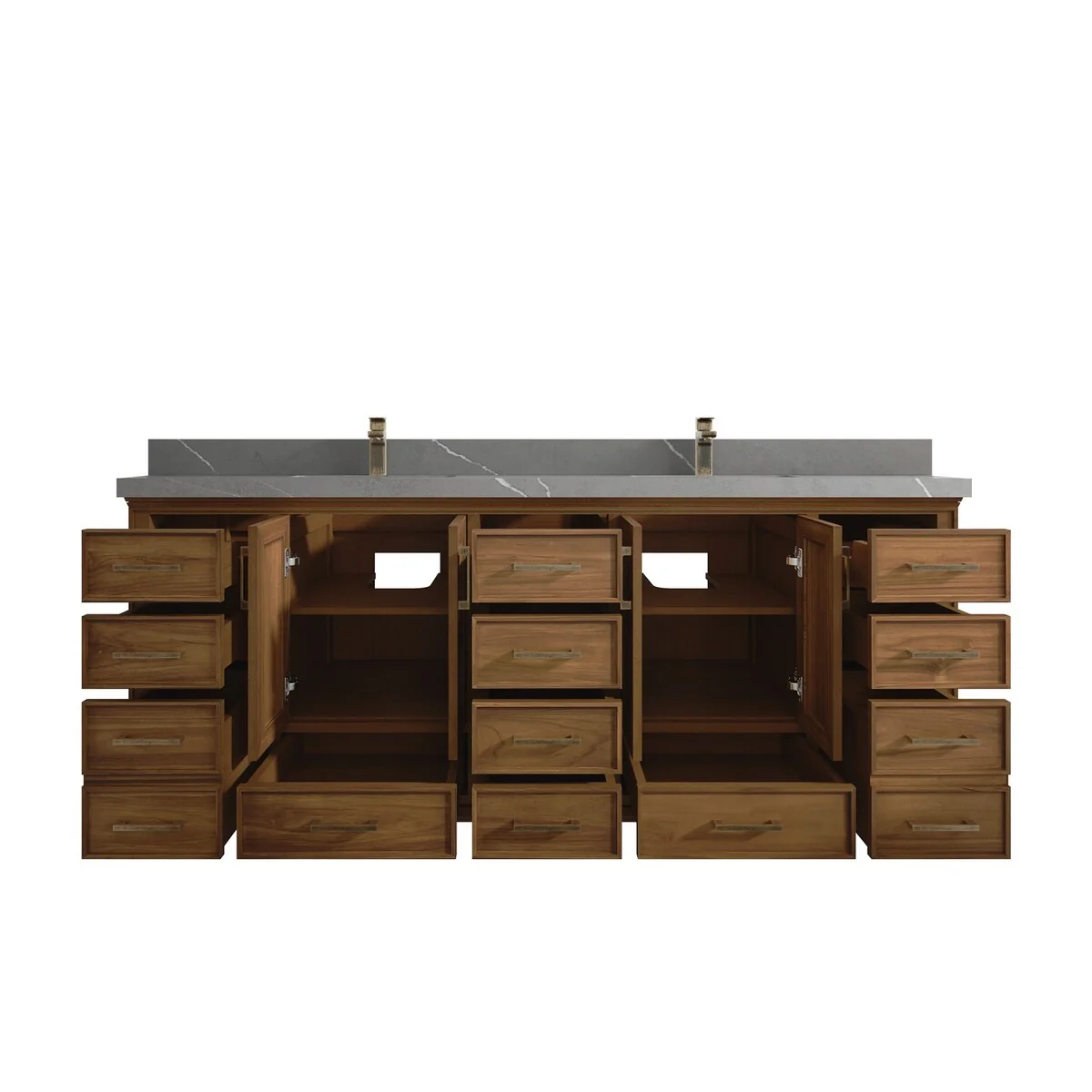 Willow Collections 84 in. W x 22 in. D Charlotte Teak Double Sink Bathroom Solid Teak Vanity with Countertop