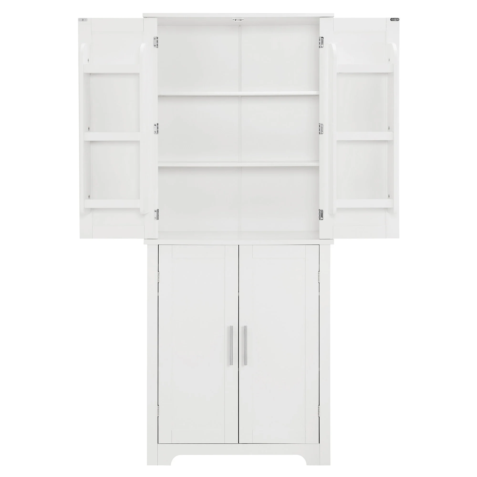 Bathroom storage cabinets with open shelves
