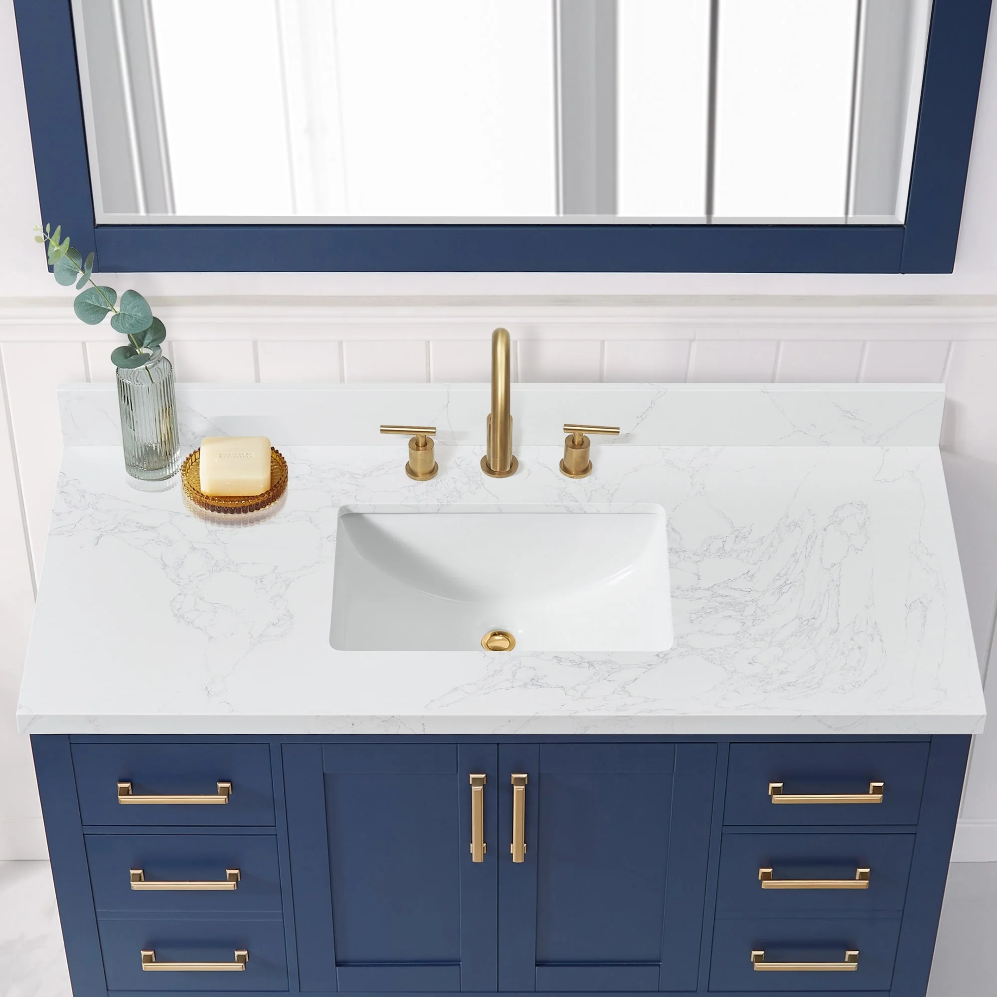 Jaen Composite Stone Vanity Top with White Rectangular Sink