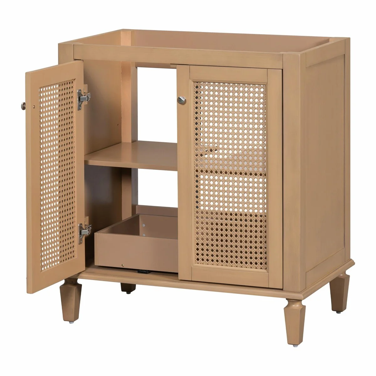 30-Inch Freestanding Bathroom Vanity Set with Resin Sink - Hidden Drawer and Storage Cabinet