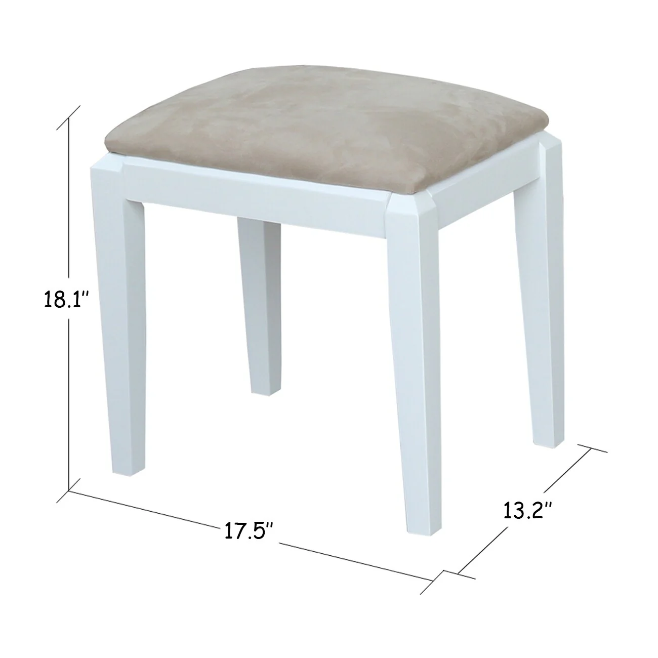 Solid Wood Upholstered Vanity Bench - N/A