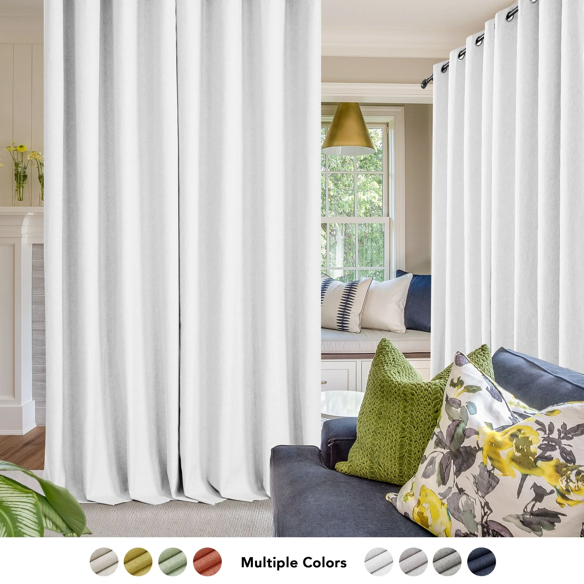 Deconovo Blackout Living Room Curtains Faux Linen Drapes 2 Panels