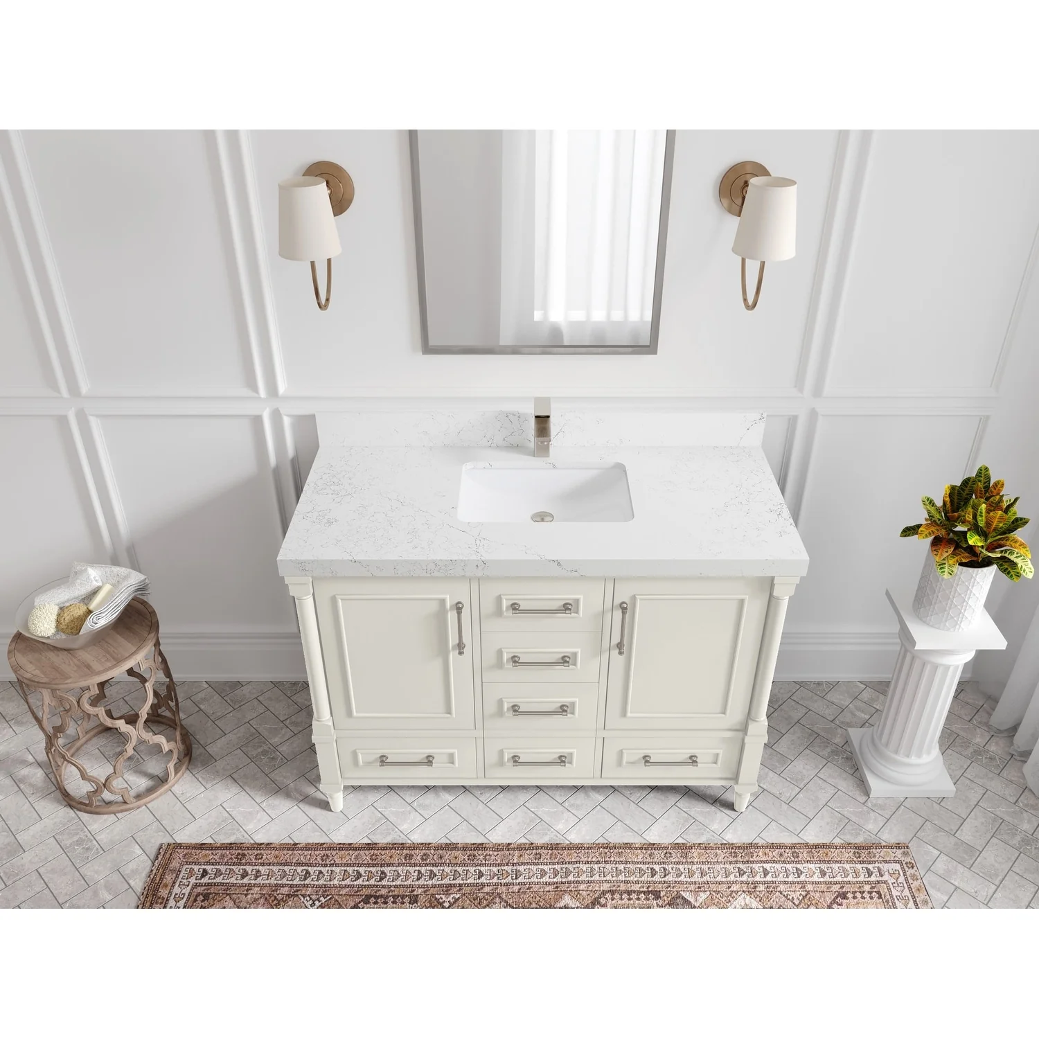 Willow Collections 48 in. W x 22 in. D Aberdeen Single Bowl Sink Bathroom Vanity with Countertop