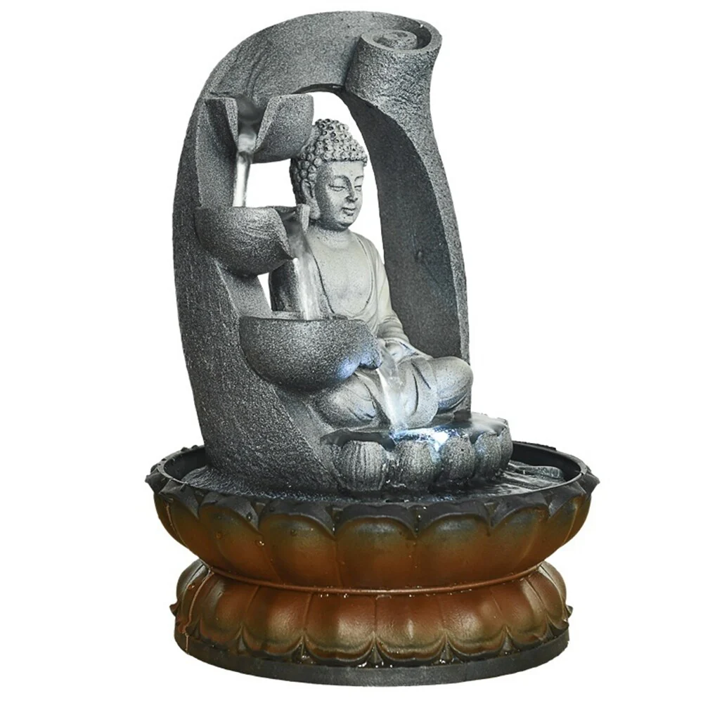 Buddha Fountain Fengshui Zen Meditation Tabletop Decorative Waterfall