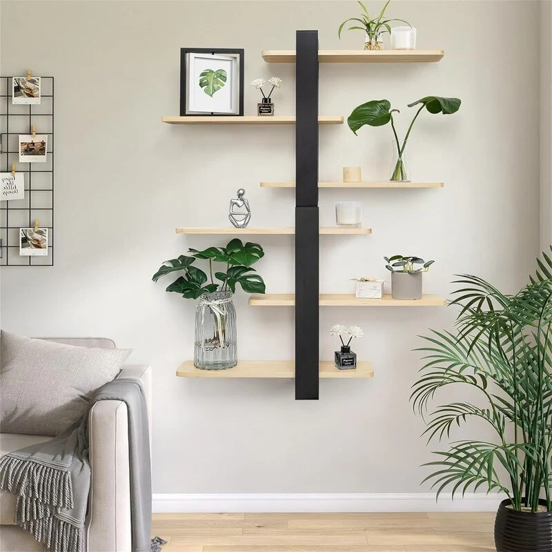 Wall Mounted Shelving Unit All Pine Wood 3 Tier Large Shelf