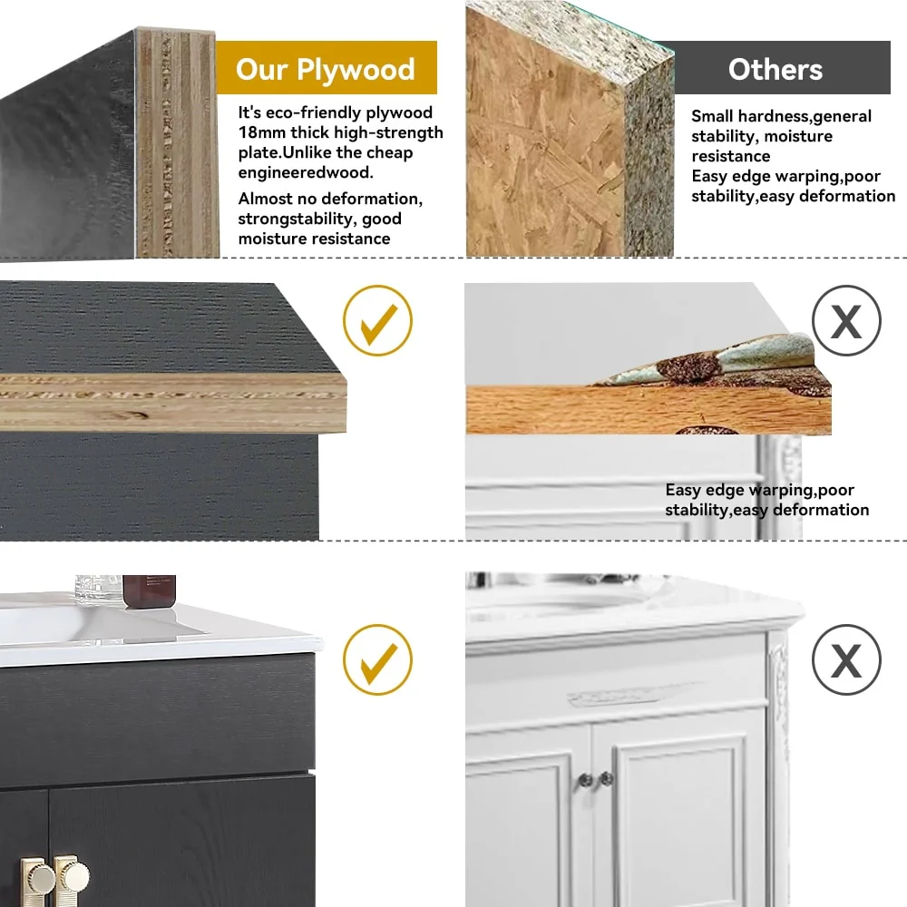 Bathroom Vanity with Metal Leg, White Ceramic Basin & 2 Soft Close Doors