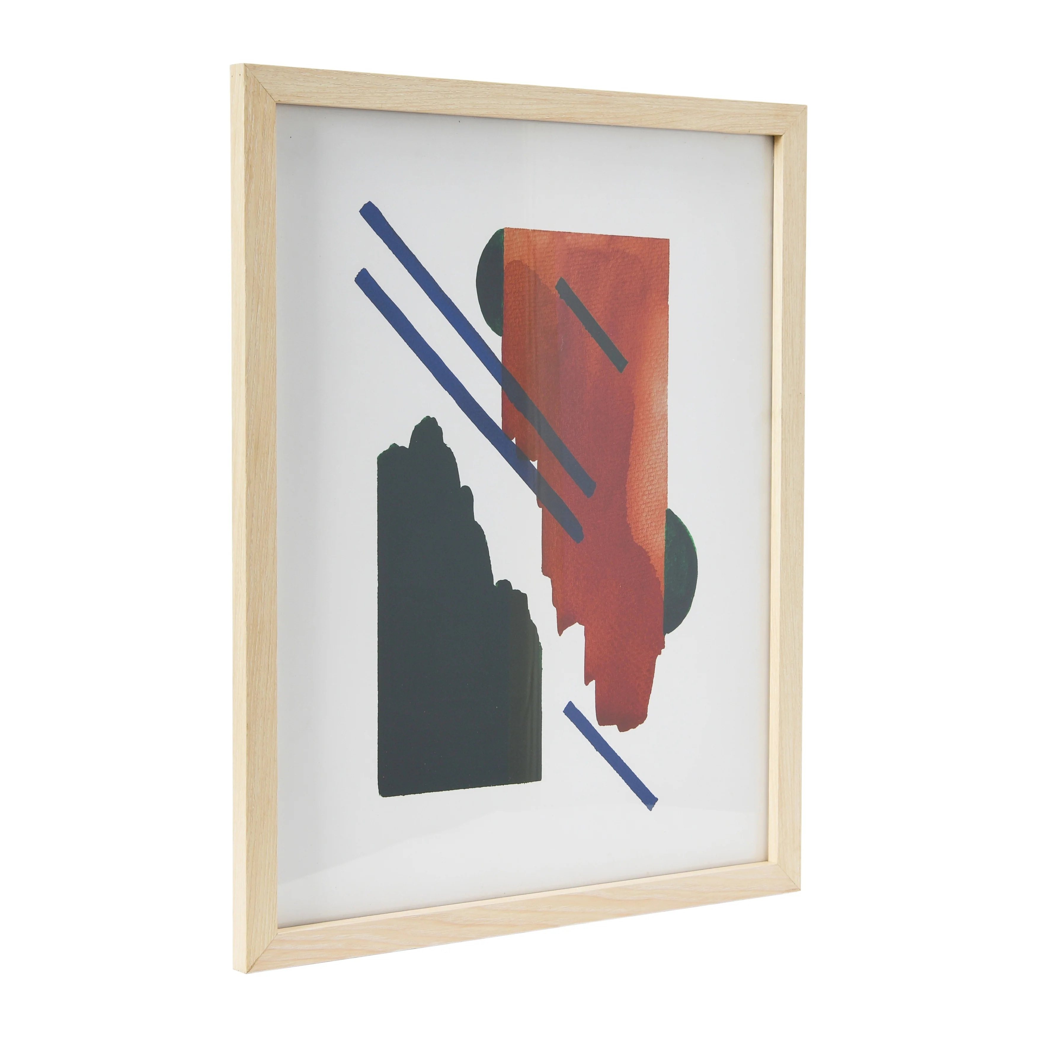 Abstract Geometric Print with Solid Wood Frame and Glass Cover