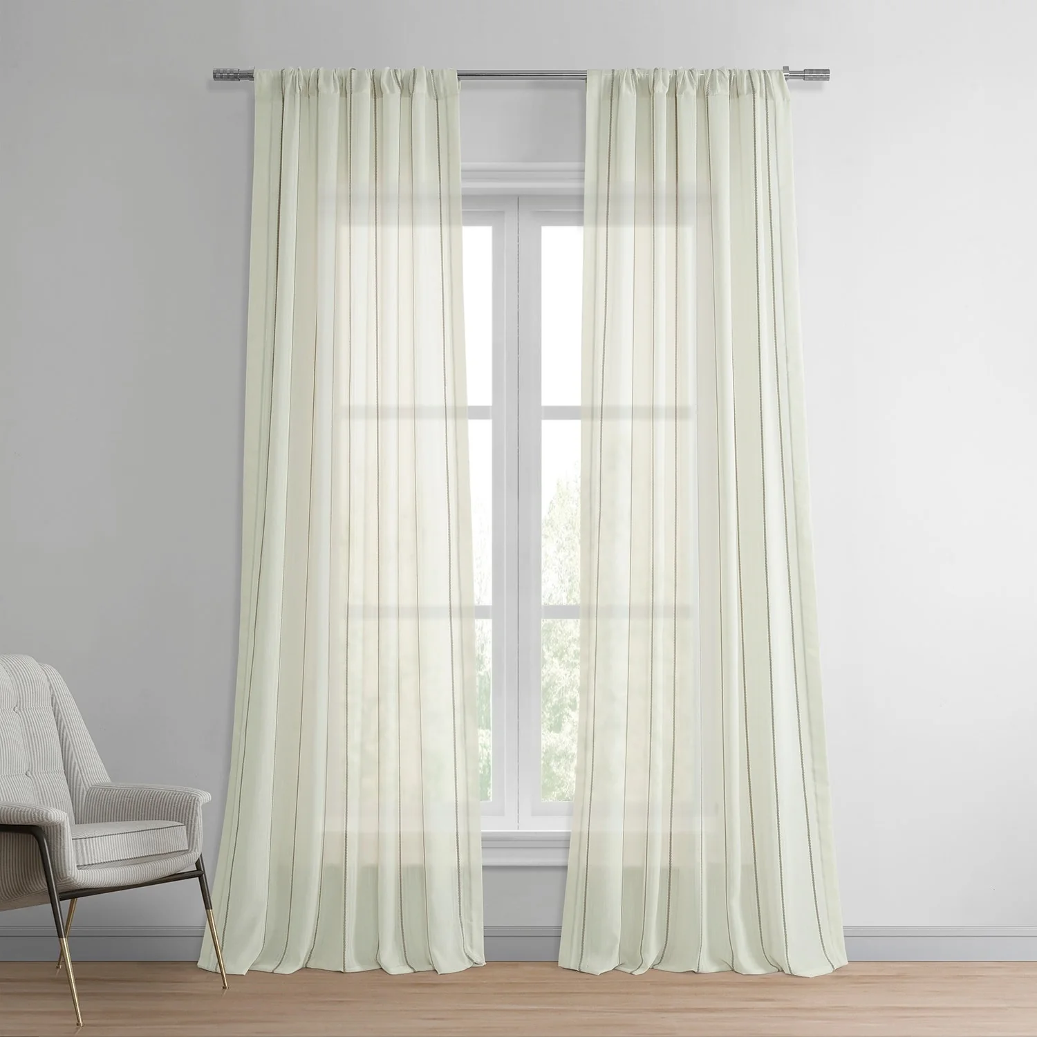 Exclusive Fabrics Aruba Striped Linen Sheer Curtain (1 Panel)