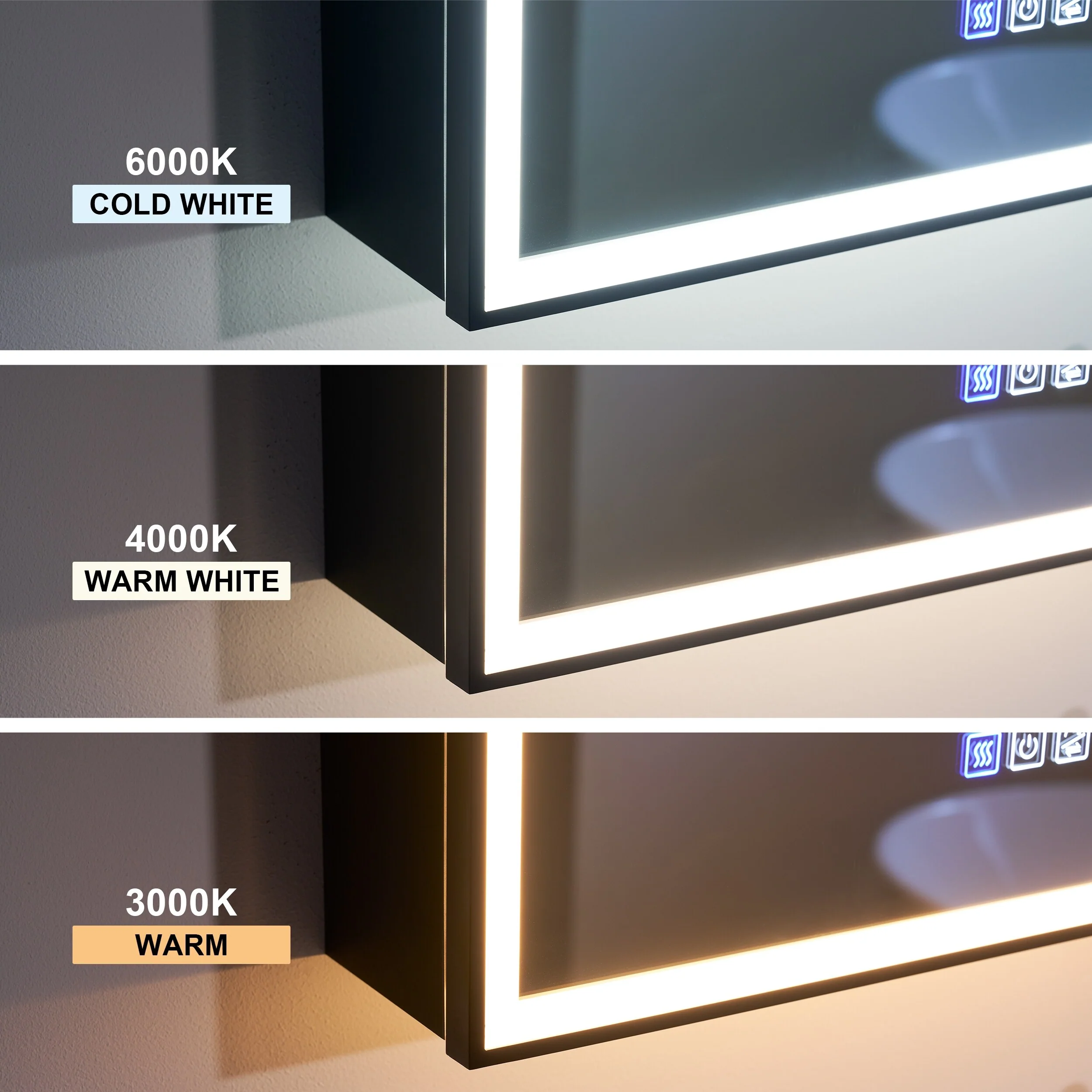 30'' H Recessed Or Surface Wall Mounted LED Mirror Cabinet With Mirror And Adjustable Shelves,Black Frame