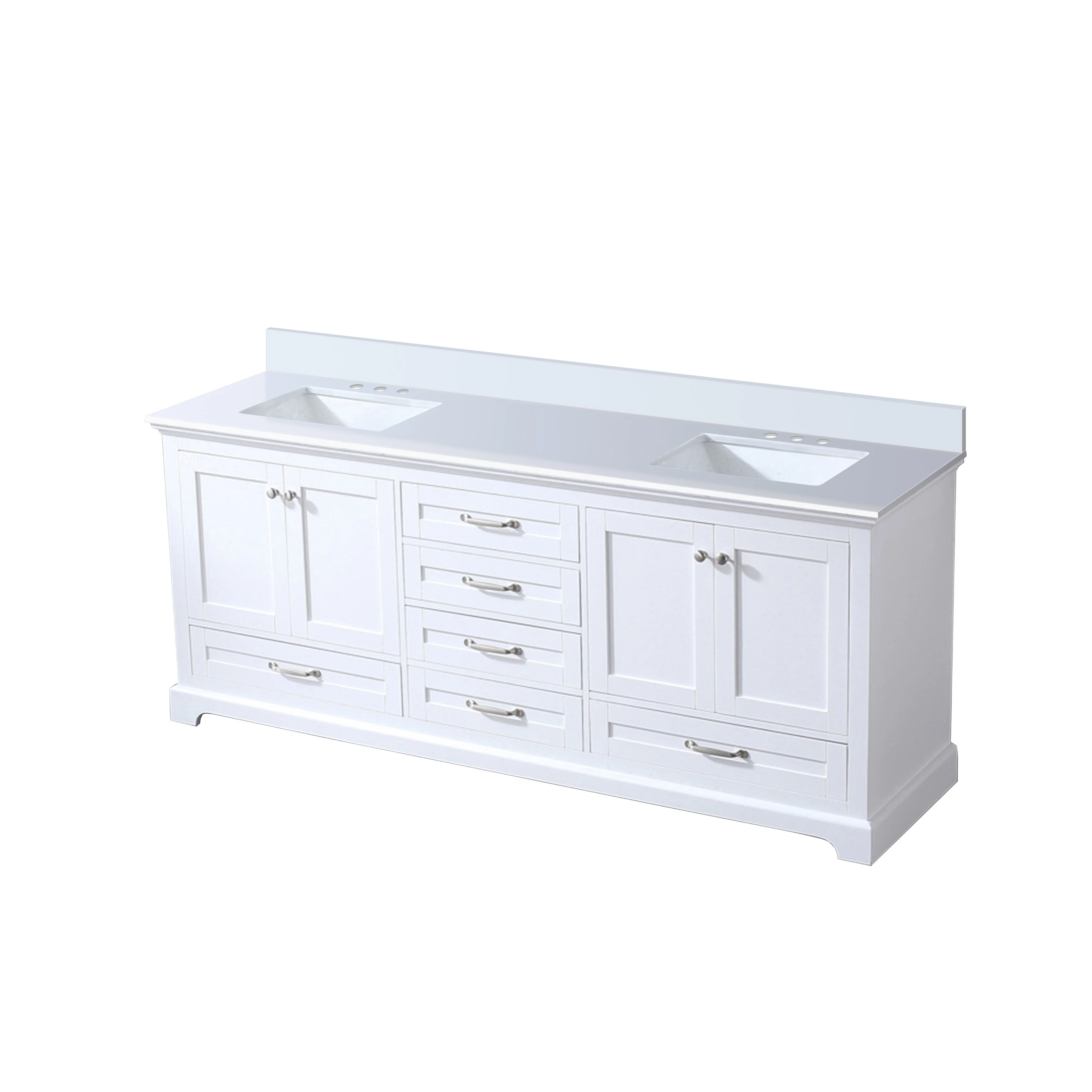 Dukes 80 in. W x 22 in. D White Double Bath Vanity and White Quartz Top