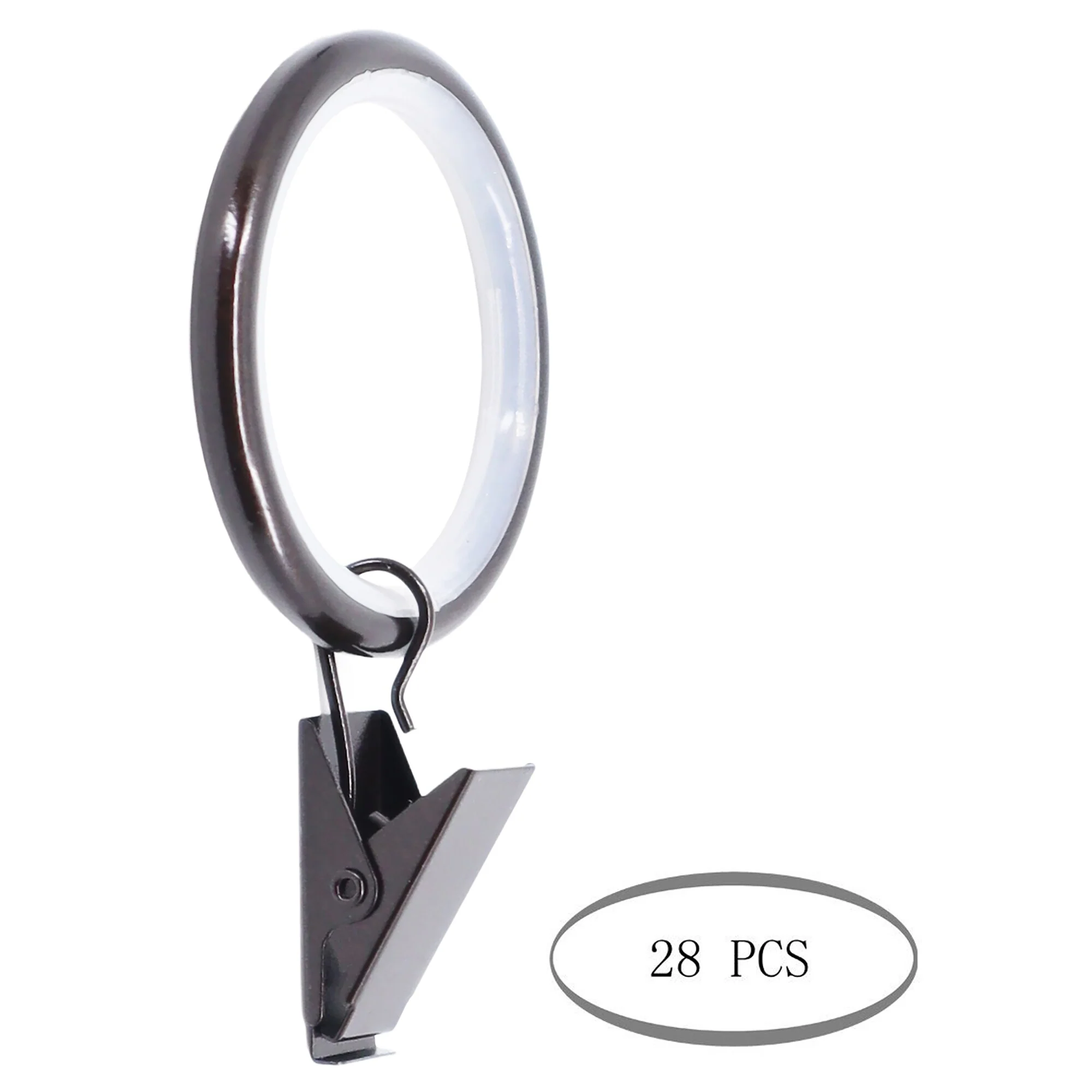 Meriville Drapery Curtain Rings with Clip - 1.5-Inch Inner Diameter with insert