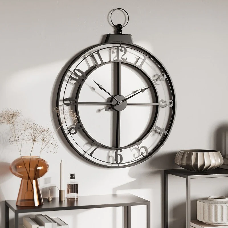 Selene Round Metal Modern Farmhouse Wall Clock - 30.5