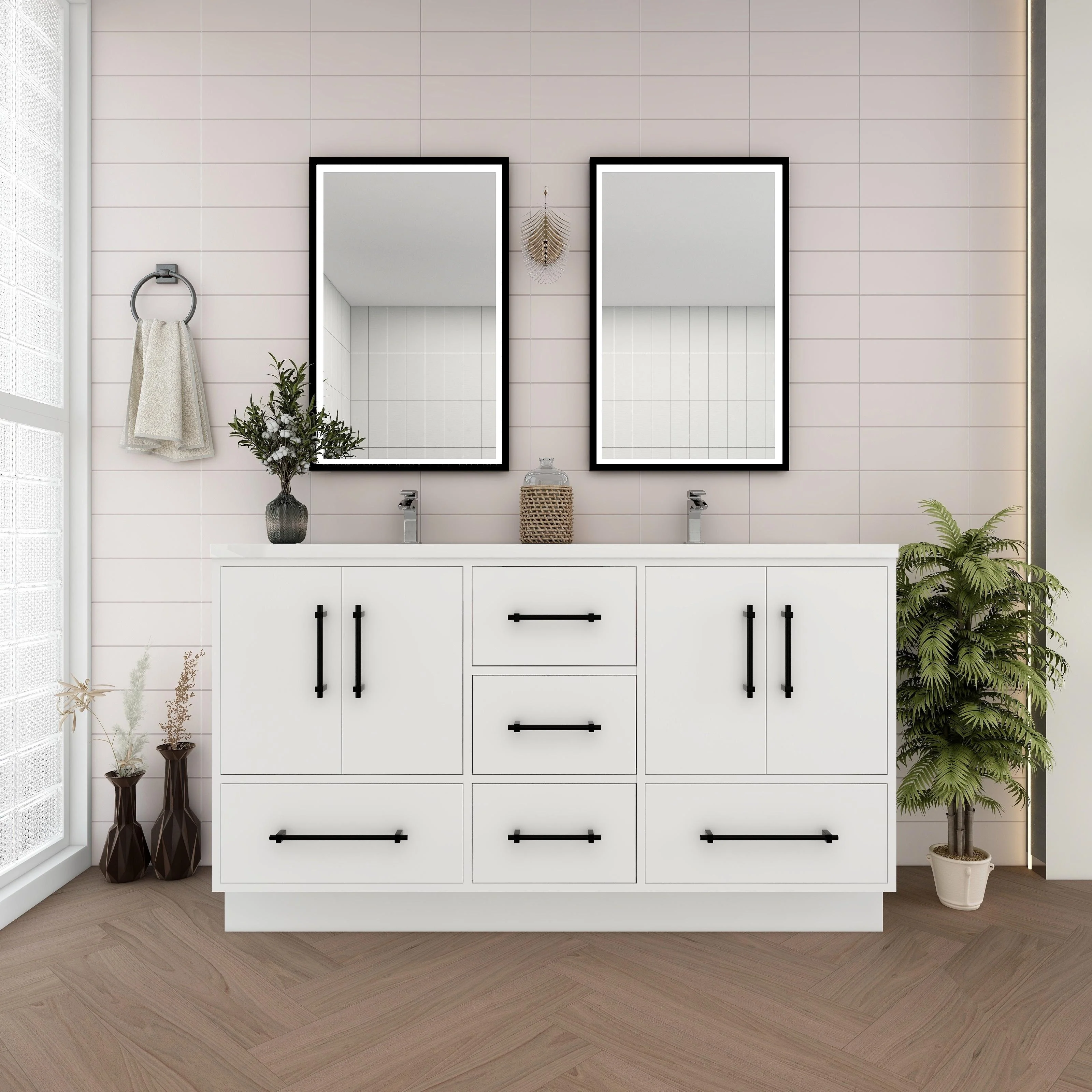 Victoria 60'' Freestanding Vanity with Double Reinforced Acrylic Sink - 59.5