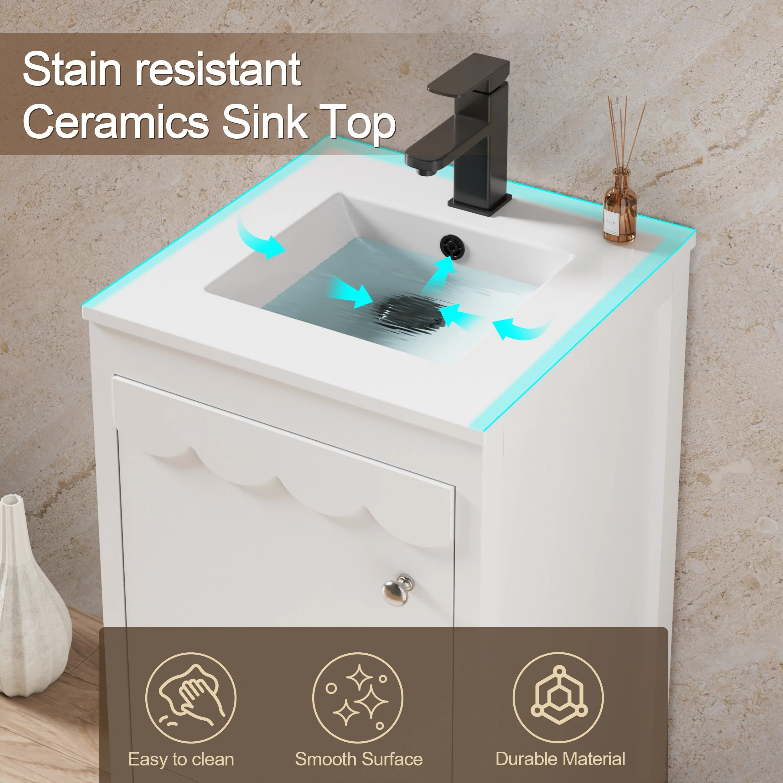 Lace Trim Freestanding Bathroom Vanity Set - Perfect for Bathrooms
